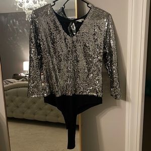 Silver sequin pattern bodysuit